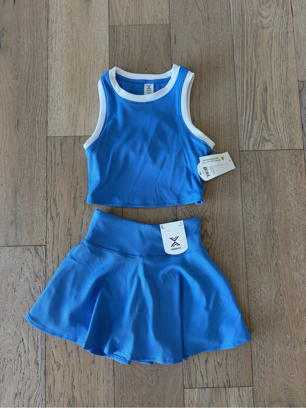 NWT Xersion Girls Blue Athletic Tank Top & Skirt Outfit Set Size S 7/8
